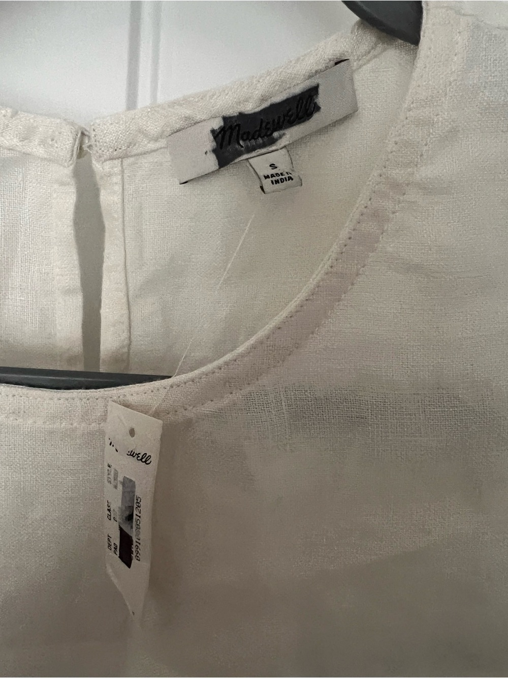 NWT - Madewell White Lace-Trim Pleated Shell Top in 100% Linen - Size S - Picture 6 of 7